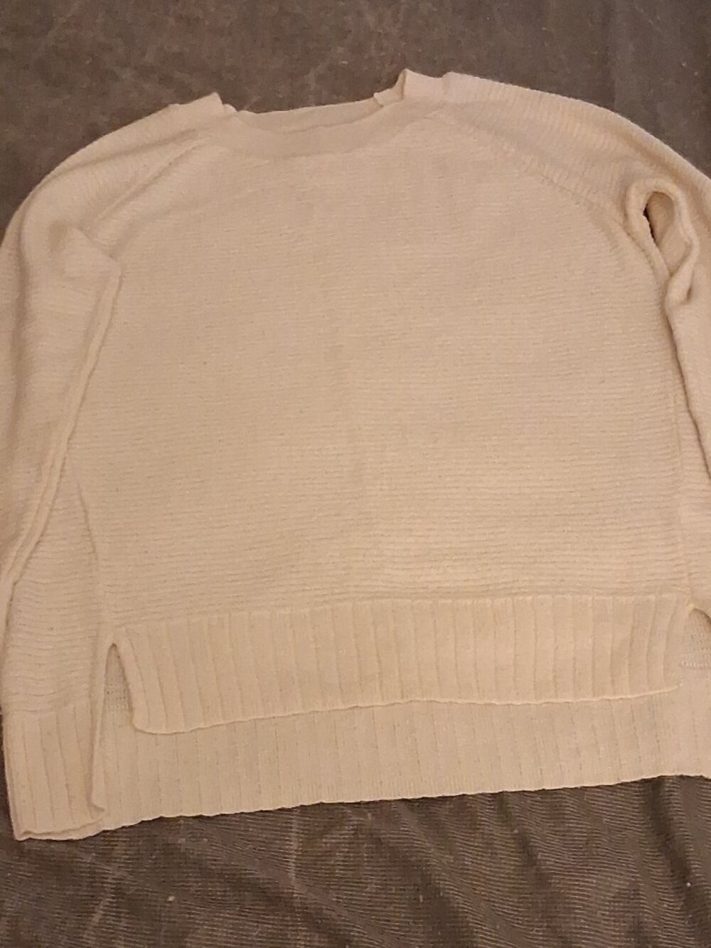 Old Navy women's cream ivory textured rib knit side slit tunic sweater Size S